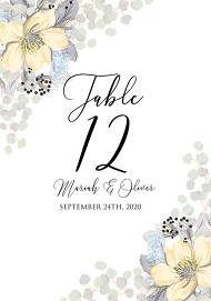 Table place wedding invitation set jasmine apple blossom watercolor FTP 3.5x5 in customizable template