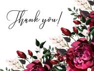 Thank you card Marsala dark red peony wedding invitation greenery burgundy floral 5.6x4.25 in Customize online 