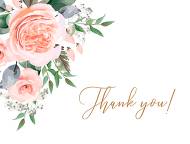 Thank you card peach rose watercolor greenery fern wedding invitation 5.6x4.25 in online editor