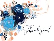 Thank you card royal navy blue rose peony indigo watercolor pdf custom online editor 5.6x4.25