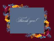 Thank you card sunflower peony marsala burgundy blue greenery hippophae wedding Invitation set 5.6x4.25 in online editor