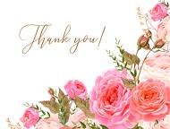 Thank you card wedding invitation set pink garden peony rose greenery 5.6x4.25 in customizable template