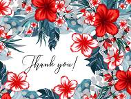Thank you card wedding invitation set tropical palm leaves hawaii aloha luau hibiscus flower 5.6x4.25 in online editor
