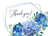 Thank you card wedding invitation set watercolor blue hydrangea eucalyptus greenery 5.6x4.25 in wedding invitation maker