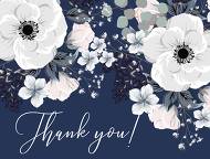 Thank you card white anemone flower card template on navy blue background 5.6x4.25 in online maker
