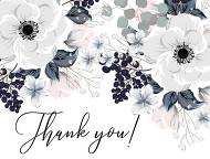 Thank you card white anemone flower card template 5.6x4.25 in invitation editor