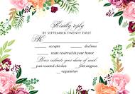Watercolor pink marsala peony rsvp card wedding invitation set 5x3.5 in invitation maker