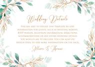 Wedding details card invitation set gold leaf laurel watercolor eucalyptus greenery 5x3.5 in online maker