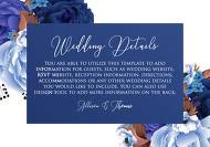Wedding details card invitation set navy blue peony anemone 5x3.5 in edit template