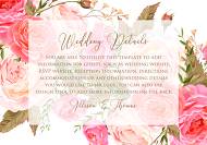 Wedding details card invitation set pink garden peony rose greenery 5x7 in online editor