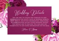 Wedding details card invitation set pink marsala red peony anemone 5x3.5 in wedding invitation maker