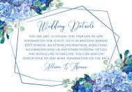 Wedding details card invitation set watercolor blue hydrangea eucalyptus greenery 5x7 in create online