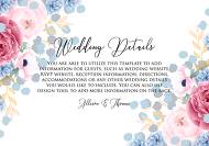 Wedding details card pink marsala red Peony wedding invitation anemone eucalyptus hydrangea 5x3.5 in Customize online