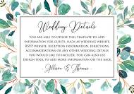 Wedding details Greenery wedding invitation set watercolor herbal background 5x3.5 in online maker
