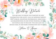 Wedding details invitation set blush pastel peach rose peony sakura watercolor floral eucaliptus 5x3.5 in instant maker