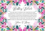 Wedding details invitation set pink tulip peony card template 5x3.5 in create online