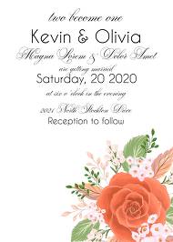 Wedding invitation autumn flower peach rose card template 5x7 in wedding invitation maker