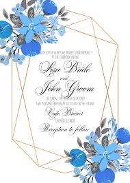 Wedding invitation card template blue floral anemone 5x7 in