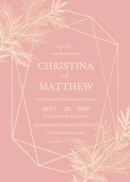 Wedding invitation cards embossing blush pink gold foil herbal greenery 5x7 in create online wedding invitation maker