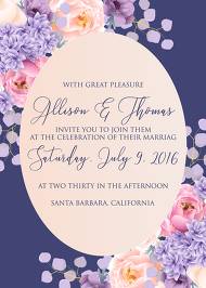 Wedding invitation pink peach peony hydrangea violet anemone eucalyptus greenery pdf custom online editor 5x7