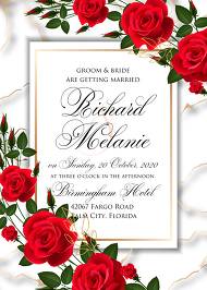 Wedding invitation Red rose marble background card template 5x7 in online maker