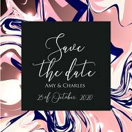 Wedding invitation set acrylic marble painting save the date card 5.25x5.25 in edit online