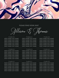 Wedding invitation set acrylic marble painting seating chart 18x24 in