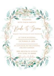 Wedding invitation set gold leaf laurel watercolor eucalyptus greenery 5x7 in personalized invitation