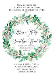Wedding invitation set green leaf laurel watercolor eucalyptus greenery 5x7 in personalized invitation