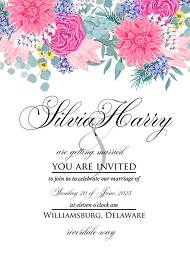 Wedding invitation set watercolor pink peony rose chrysanthemum dahlia 5x7 in edit online