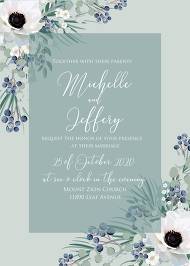 Wedding invitation set white anemone greenery menthol greenery berry 5x7 in wedding invitation maker
