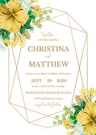 Wedding invitation set yellow lemon hibiscus tropical flower hawaii aloha luau 5x7 in online maker