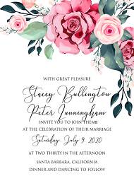 Wedding invitation watercolor rose floral greenery 5x7 in custom online editor invitation template