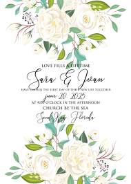 Wedding invitation white rose flower card template PNG 5x7 in edit template