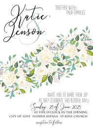 Wedding invitation white rose flower card template PNG 5x7 in personalized invitation