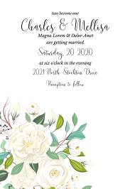 Wedding invitation white rose flower card template PNG 5x7 in wedding invitation maker