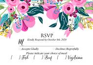 Wedding rsvp invitation set pink tulip peony card template 3.5x5 in edit template