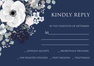 Wedding rsvp invitation set white anemone flower card template on navy blue background 5x3.5 in maker