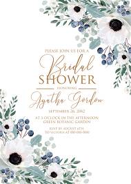 White anemone bridal shower greenery wedding invitation set menthol greenery berry 5x7 in create online