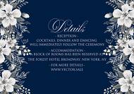 White anemone navy blue background wedding details card invitation set 5x3.5 in customize online