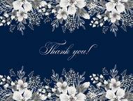 White anemone thank you card navy blue background wedding invitation set 5.6x4.25 in online editor