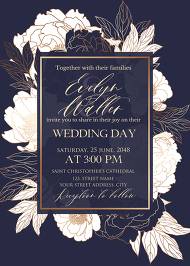 White peony foil gold stamping custom card template wedding invitation set 5x7 in