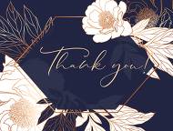 White peony foil gold stamping thank you card classic navy blue wedding invitation set 5x3.5 in online editor