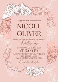 White peony foil rose gold stamping custom card template classic pink wedding invitation set 5x7 in maker