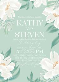 White peony greenery floral wedding invitation card template 5x7 in edit online