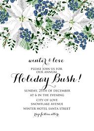White poinsettia flower berry invitation Christmas party flyer 5x7 in