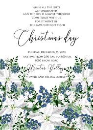 White poinsettia flower berry invitation Christmas party flyer 5x7 in customizable template