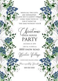 White poinsettia flower berry invitation Christmas party flyer 5x7 in edit online