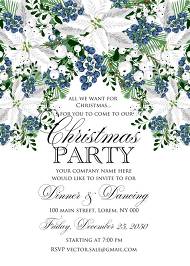 White poinsettia flower berry invitation Christmas party flyer 5x7 in edit template