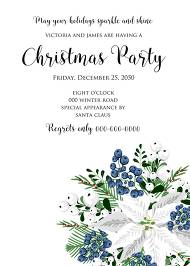White poinsettia flower berry invitation Christmas party flyer 5x7 in instant maker